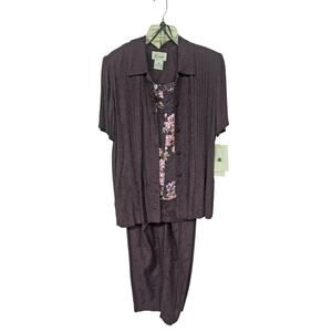 K Studio 3 Piece Set Outfit Womens Sz 10 Maroon Office Lightweight Vintage NWT